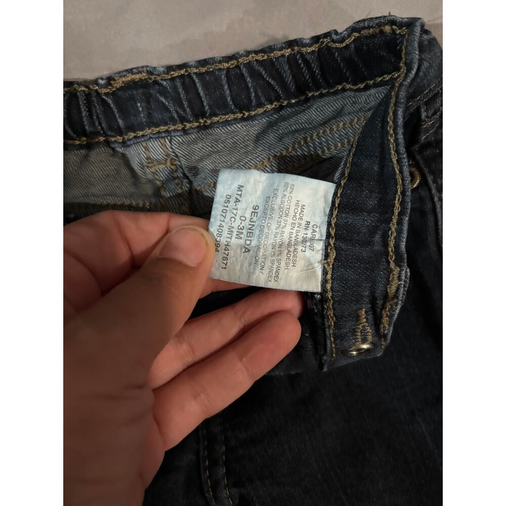 Wrangler Baby Jeans 0-3 Months Dark Wash Stretch Waist Western Style